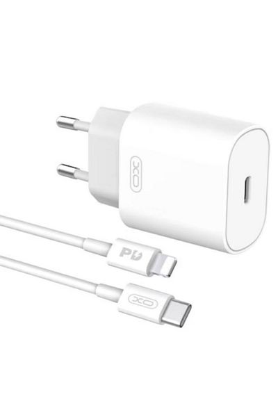 REDz Accessories Xo-l91 Eu Charger Adapter And Lightning Cable, For Iphone, Fast Charging 25w, White