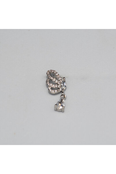 Piercing by Sever Şeffaf Taş Sallantılı Kelebek Çelik Piercing… Gümüş/Silver ...