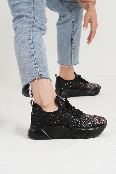 Beyond Women's Black Sole Multi Stone Sports Sneaker 4.5 cm Byndrsl400
