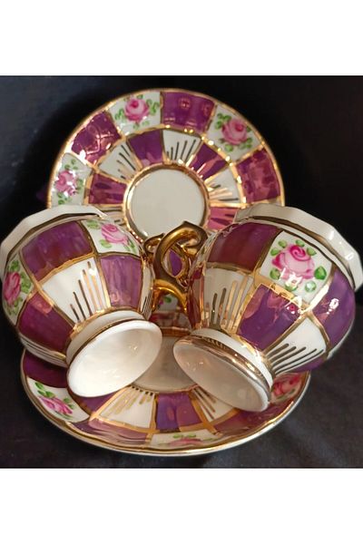 BY.RAYKA PORSELEN El Dekor Porcelain Hand Decorated 2 Pieces Coffee Cup