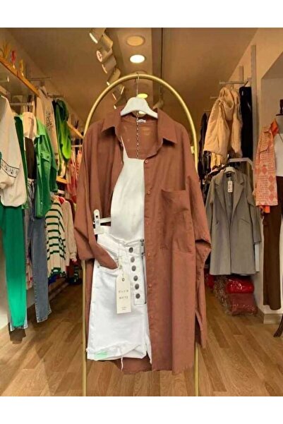 blackbonds Kadın Keten Gömlek Yazlık Oversize Gömlek Yeni Sezon