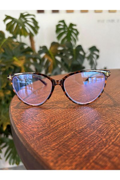 funeyes River Leopard Patterned Metal Accessory Cat Eye 58 Ekartman Blue Light Protection Screen Reading Glasses