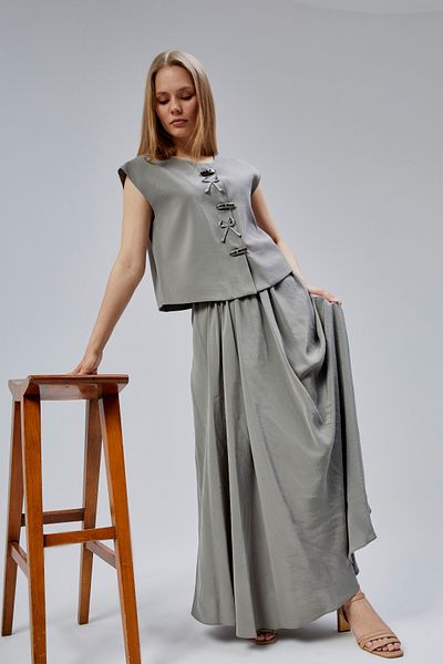 Bolivente Ανοιχτόχρωμη χακί Casual Cut Modal υφαντή φούστα