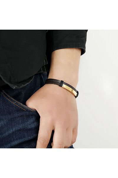 SIC MODA Men's stainless steel and eco-leather bracelet 4354