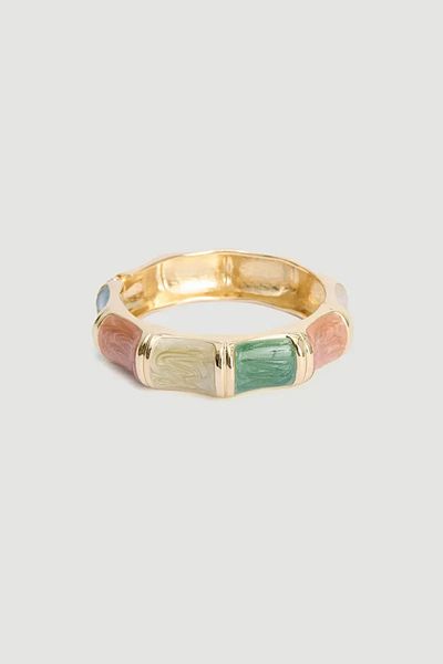 Gusto Enameled Handcuff Bracelet - Green