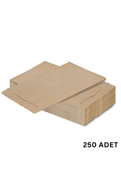 Gusseted Kraft Paper Bag, Striped Damask Paper Bag, Gift Packaging Bag, 250 Pieces, 12x28 Cm