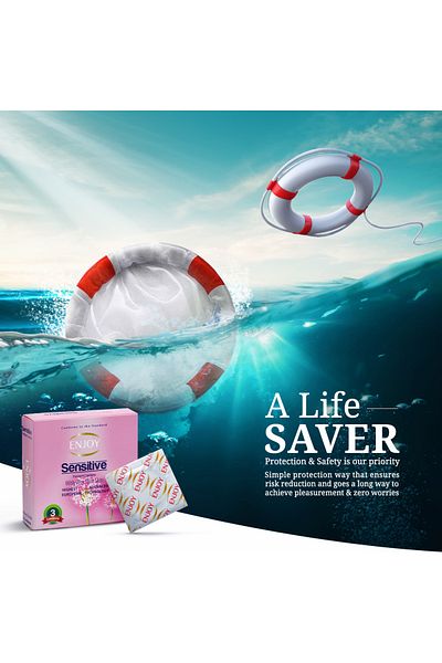 Enjoy Sensitive Condoms – 3pcs | Ultra-Thin, Skin-Friendly, Comfortable Fit for Men