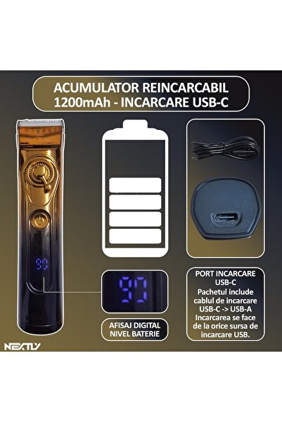 NEXTLY Professional Hair Clipper, , With Battery, 1200mah, Digital Battery Level Display, 7000rpm