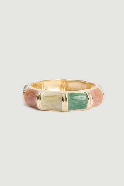 Gusto Enameled Handcuff Bracelet - Green