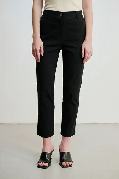 Gusto Black Canvas Mom Pants
