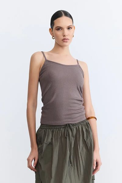 Gusto Thin Strap Viscose Undershirt - Brown