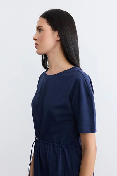 Gusto Μακρύ φόρεμα με κορδόνια στη μέση - Navy Blue