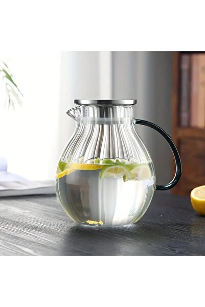 Quasar & Co. Kettle Set With 4 Cups, With Filter, Lid, 1600 Ml/4x400 Ml, Borosilicate Glass/Stainless Steel
