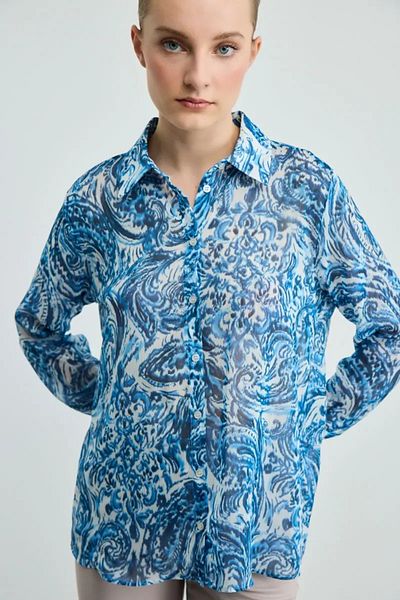 Gusto Cămașă albastră cu model șal