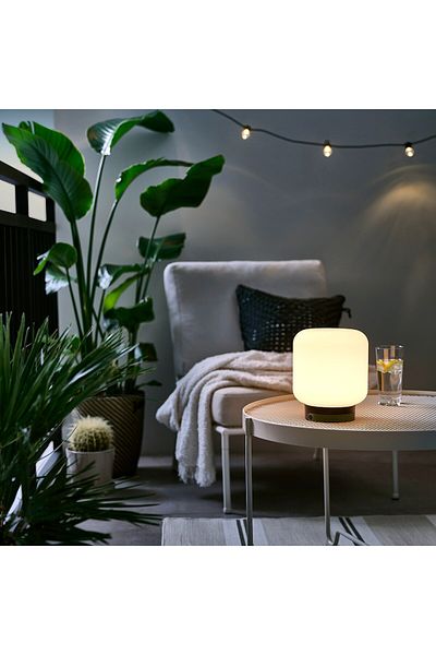 IKEA LÄNSPORT Portable LED Lamp, Battery-Powered, White/Dark Gray, 22 cm