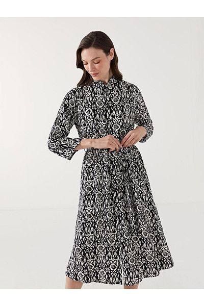 LC Waikiki Lcw Grace Black Print Women's Shirt Dress
