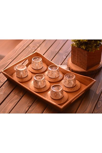 Bambum Hanedan Coffee Set for 6 People with Pattern Base