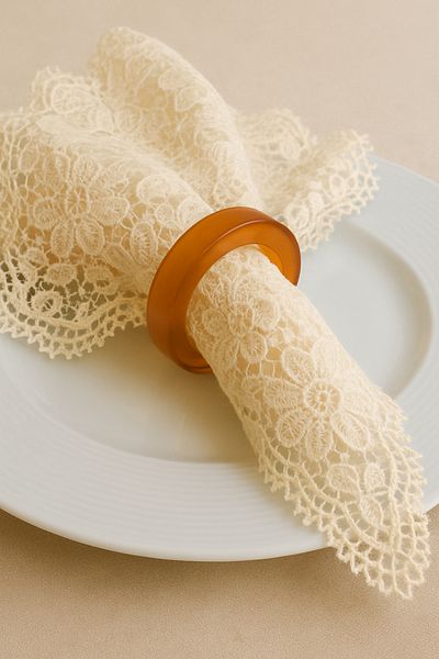 Pleksi Marketi Retro Color Circle Pattern 6-Piece Transparent Color 8 mm Thickness Acrylic Napkin Ring Napkin Ring