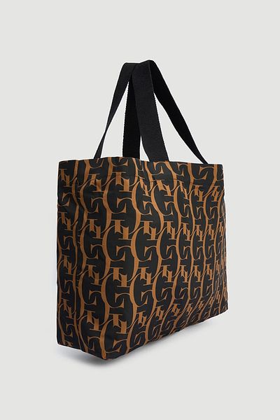 Gusto Geantă neagră pentru cumpărături cu monogramă
