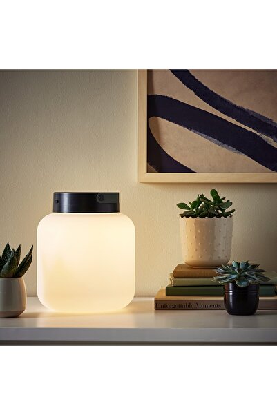 IKEA LÄNSPORT Portable LED Lamp, Battery-Powered, White/Dark Gray, 22 cm