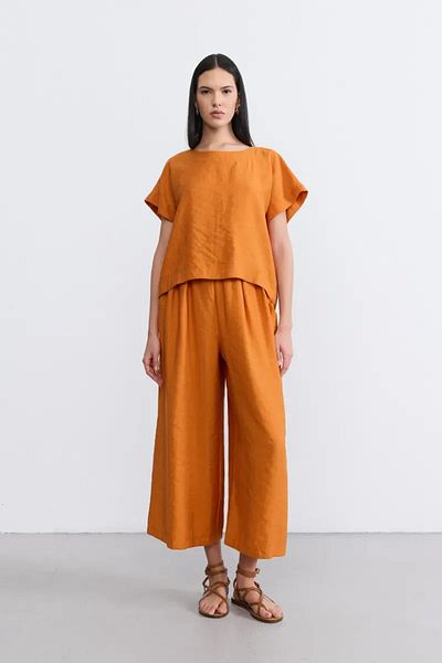 Gusto Wide Leg Lyocell Trousers |   Tile Model: Gx9688