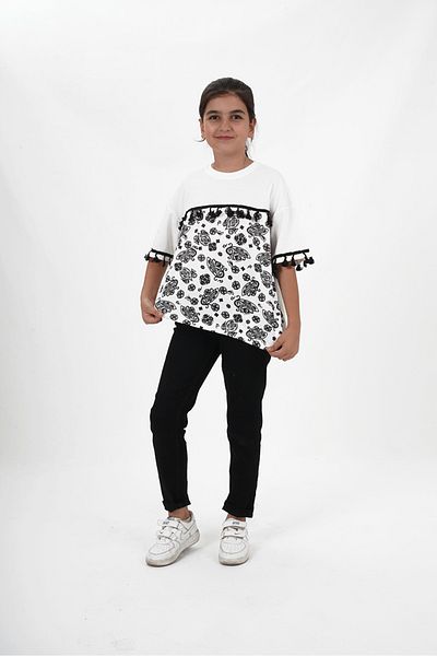 HayKids Tricou cu model pentru fete din jerseu simplu