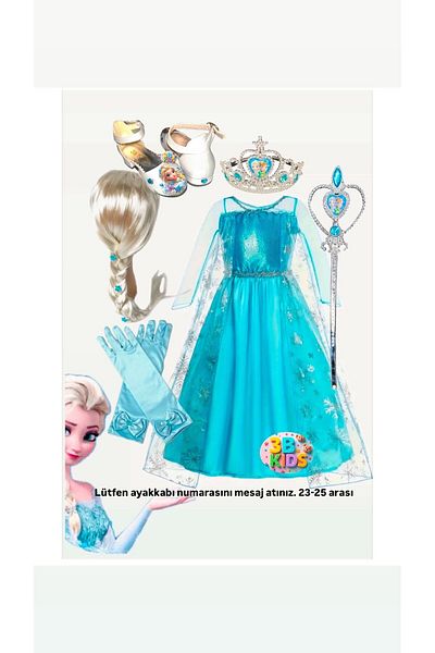 3b kids Set costum rochie Elsa cu peruca Frozen - tocuri design elsa