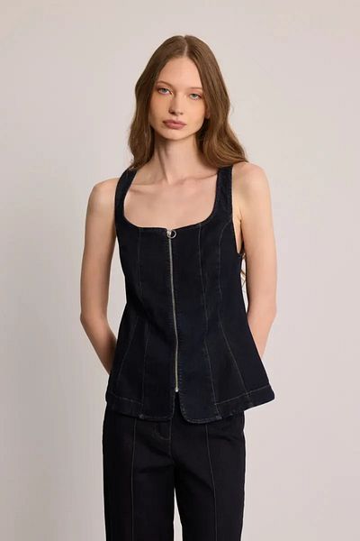 Gusto Vestă corset din denim - Albastru