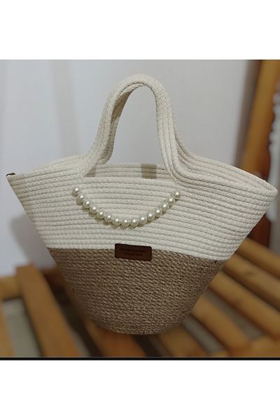Pınar Gündoğdu Collection Straw Bag Shoulder Bag Handmade Designer Bag Midi Size Daily Handle, Beach