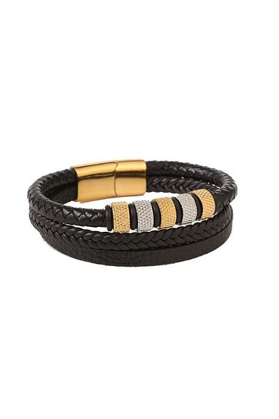 SIC MODA Stainless steel and leather bracelet SIC MODA 5631B, 5 mm