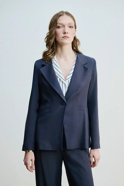 Gusto Μοντέρνο μπουφάν με ένα κουμπί - Navy Blue