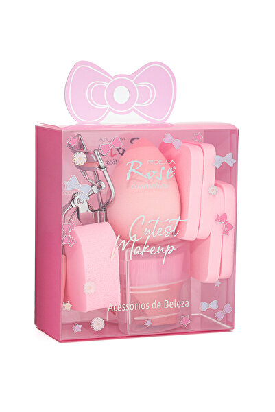 Roesıa Rose Cosmetics Rose Lüks 8'li Fırça, Sünger, Kirpik Kıvırıcı Seti