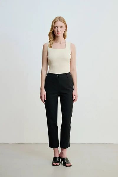 Gusto Black Canvas Mom Pants