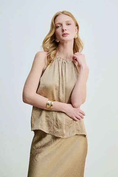 Gusto Μάρκα Crush Blouse Mink με αλυσίδα