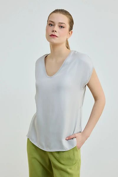 Gusto Tricou Stone Satin cu decolteu în V