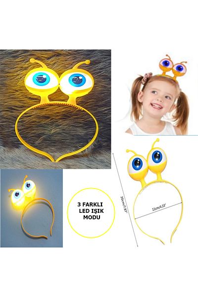 Skygo LED Lighted & Battery Operated Alien Eye Party Crown Lighting in 3 Different Modes Yellow Color 18x12 cm