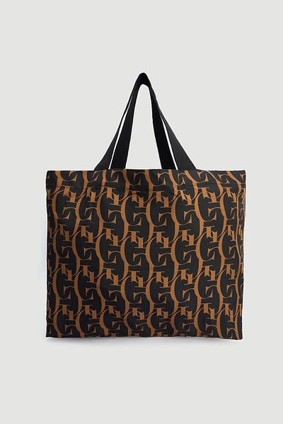 Gusto Geantă neagră pentru cumpărături cu monogramă