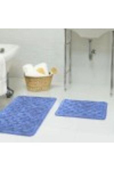 Tropikhome Set 2 covorase baie bumbac, Tropik Home, Geometric Albastru