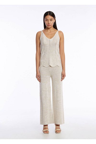 Knitss Relaxed Cut Beige Knitwear Trousers
