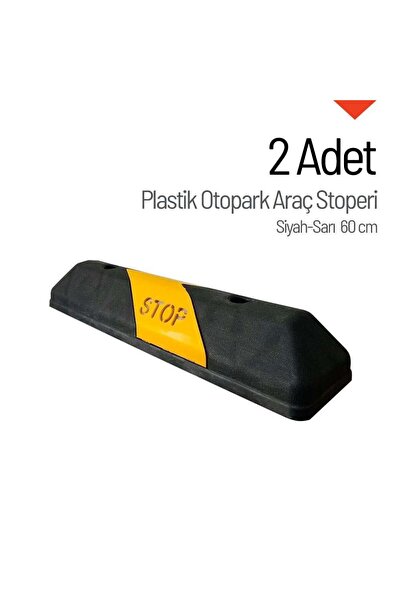 Genel Markalar 2'li Set Plastik Oto Park Araç Stoperi – 60 cm Siyah-Sarı Komp...