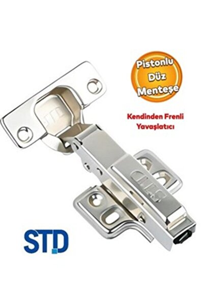 Std Frenli Pistonlu Düz Menteşe (Yavaş Kapanan) (3 Adet) - Taban Dahil