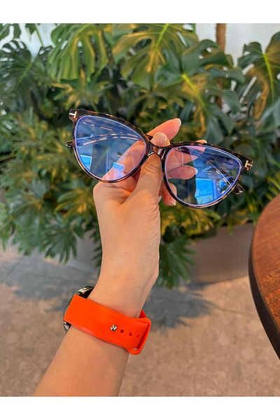 funeyes River Leopard Patterned Metal Accessory Cat Eye 58 Ekartman Blue Light Protection Screen Reading Glasses