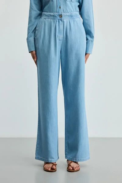 Gusto Pantaloni largi din denim - albastru