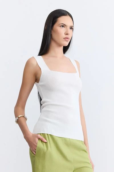Gusto Square Neck Knitwear Undershirt - Ecru