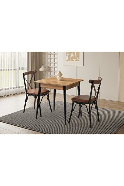 Vivense MENDEL MASA, BAHAR ÇAPRAZ SANDALYE, ATLANTİK ÇAM, 70x70