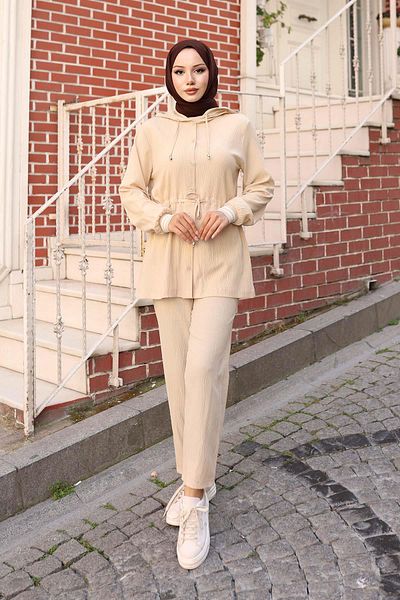 MİSSKAYLE Ribbed Detailed Suit Beige