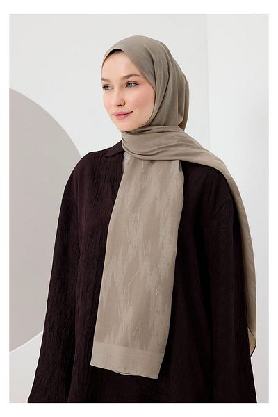 Qef Cotton Line Shawl Milk Coffee
