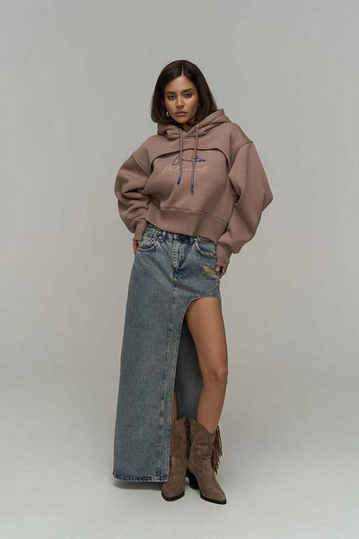 MAİ COLLECTİON Mikina Creative Taupe Crop