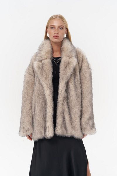MAİ COLLECTİON Etenia Beige Fur Blazer