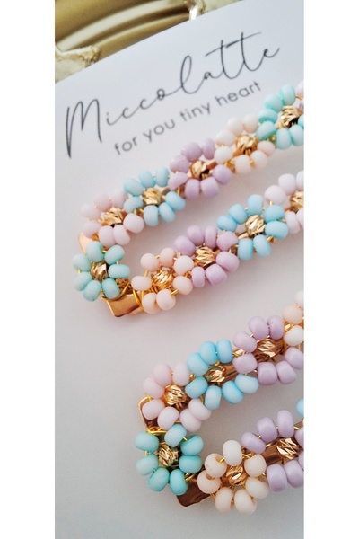 Miccolatte Bead Embroidered Handmade 2-Piece Clip Buckle (6 cm)